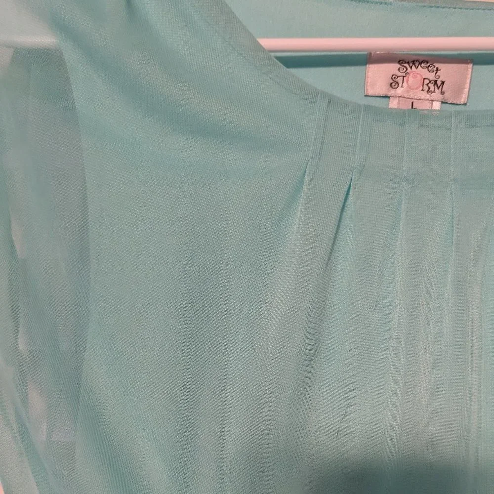 💖HP💖 Teal & Black Lace Bodycon Dress - Picture 2 of 7